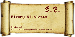 Bizony Nikoletta névjegykártya