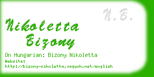nikoletta bizony business card